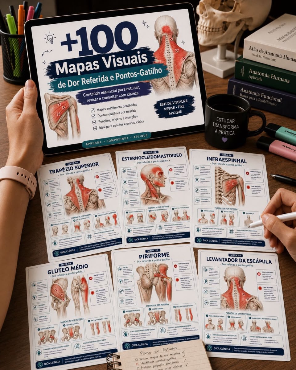 Prévia do material com mais de 100 Mapas Visuais de Dor Referida e Pontos-Gatilho